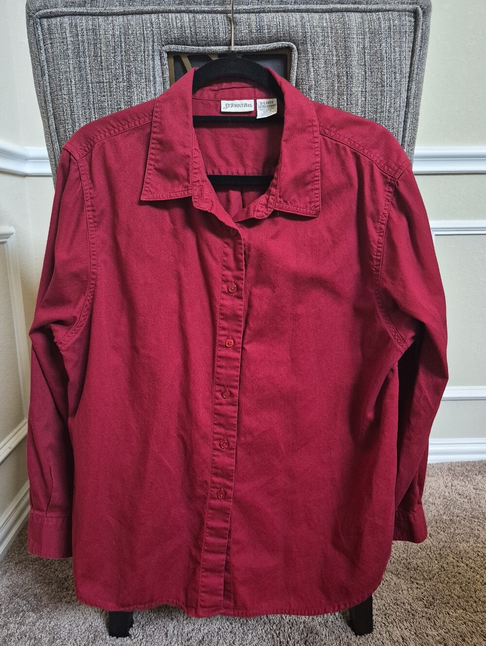 St. John's Bay Baby Corduroy Button-Up Shirt in Berry Red